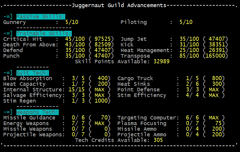 Screenshot of juggernaut guild advancment read-out