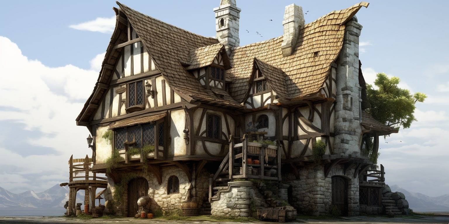 Computer generated medieval house