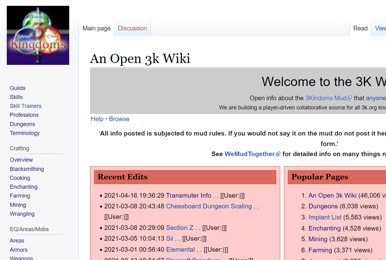 screenshot of three kingdoms wiki site