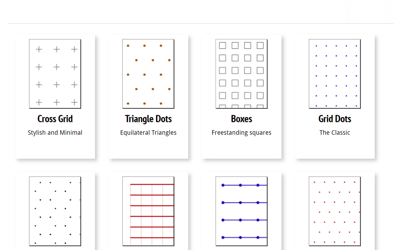screenshot of the printable graph paper site