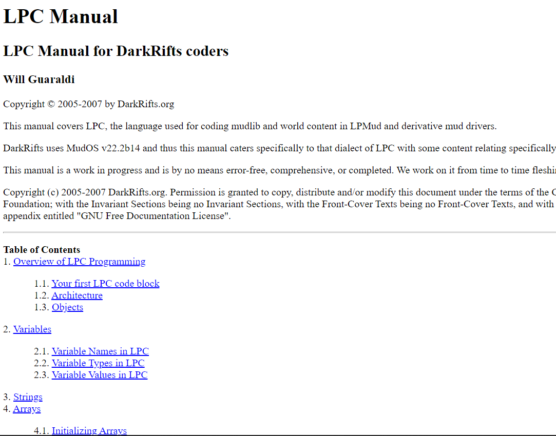 screenshot of lpc manual site